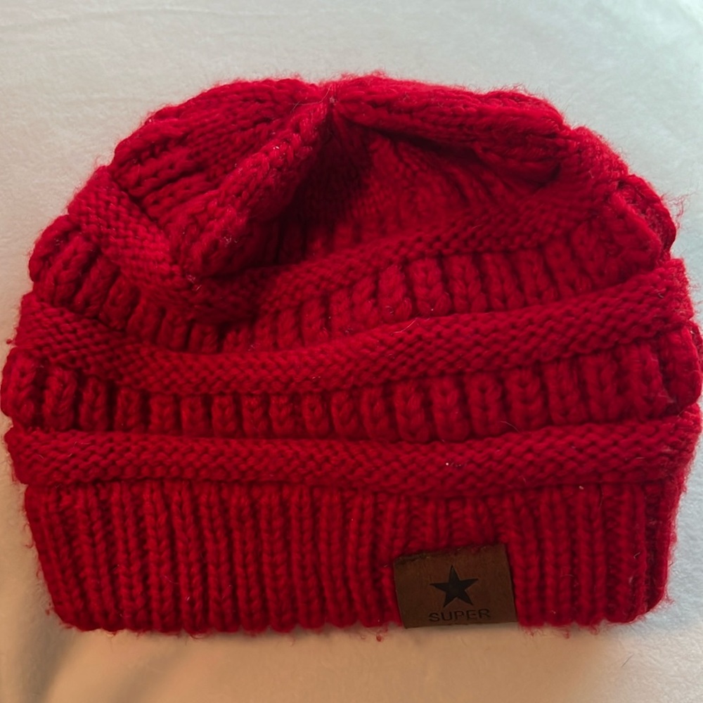 Super Star Toddler Knit Beanie - Red